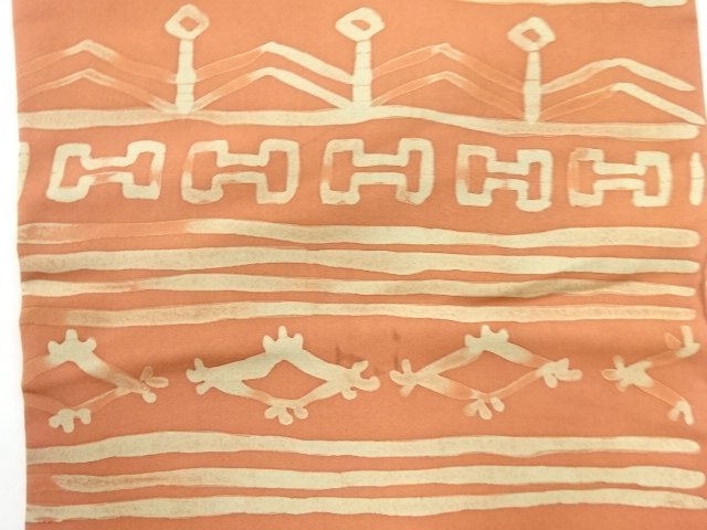 アンティーク　横段に抽象模様名古屋帯